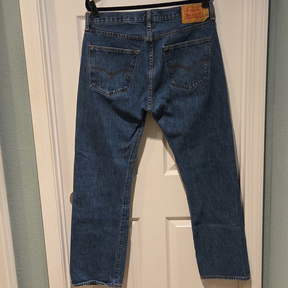 Levis 501 Men's Straight Fit Blue Denim Jeans Size 36x32